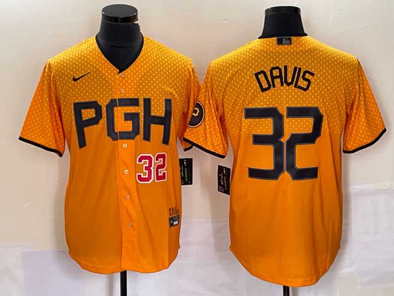 Men%27s Pittsburgh Pirates #32 Henry Davis Number Yellow 2023 City Connect Stitched Jersey1->new york yankees->MLB Jersey
